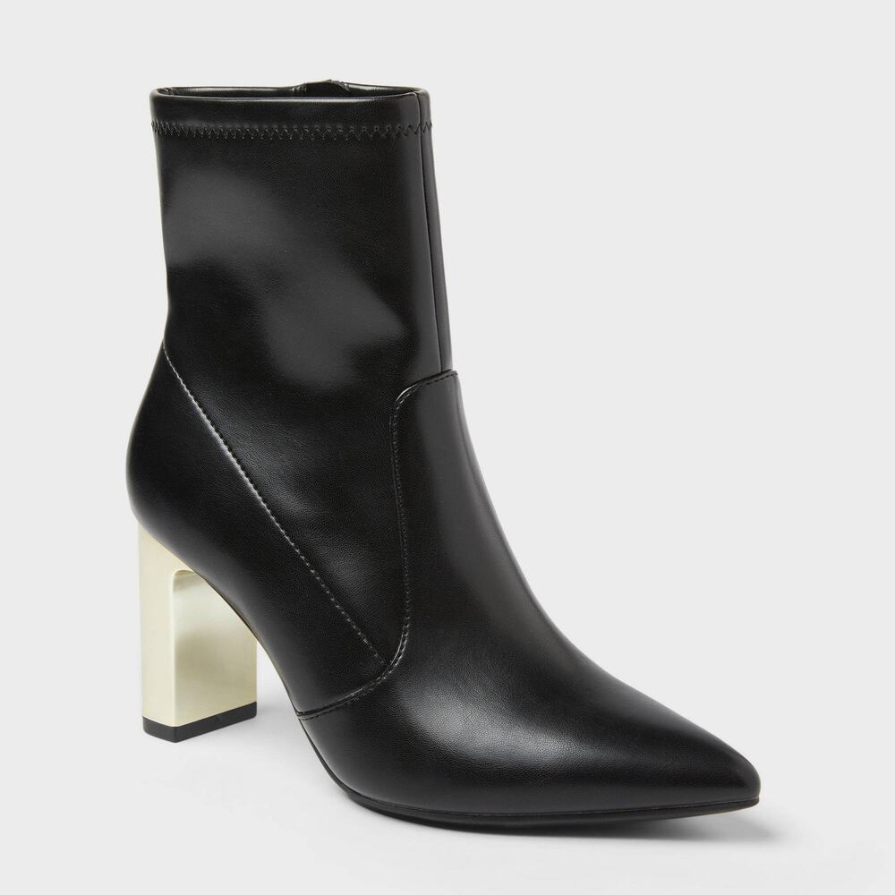 A New Day Womens Sienna Low Shaft Heeled Boots Black 7.5 NWT